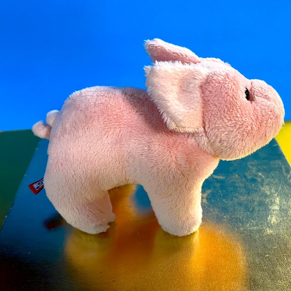 DOUGLAS CUDDLE TOYS BUTTONS THE PINK PIG PLUSH w/PLASTIC EYES AND CURLY TAIL 6” - Picture 6 of 9